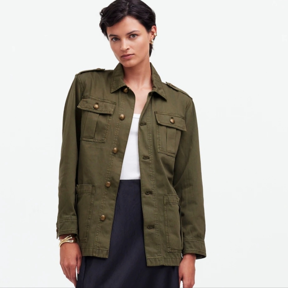 NWT Madewell Chino Safari Jacket in Faded Ivy